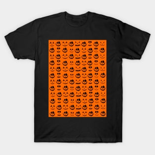 HAPPY Halloween Pumpkin Face Pattern Orange T-Shirt